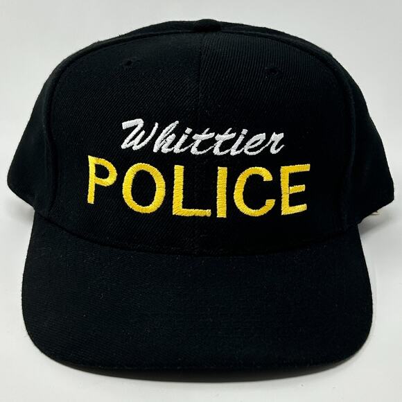 Vintage Whittier Police Hat Cap Black 90s California Policeman Officer Snapback - Picture 9 of 9